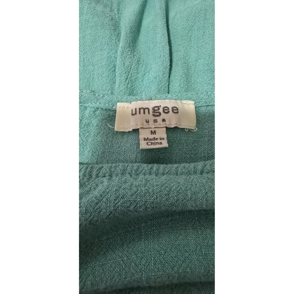Umgee Dress Womens Medium Teal Short Sleeve Frayed Round Neck Boho Chic - Picture 5 of 7